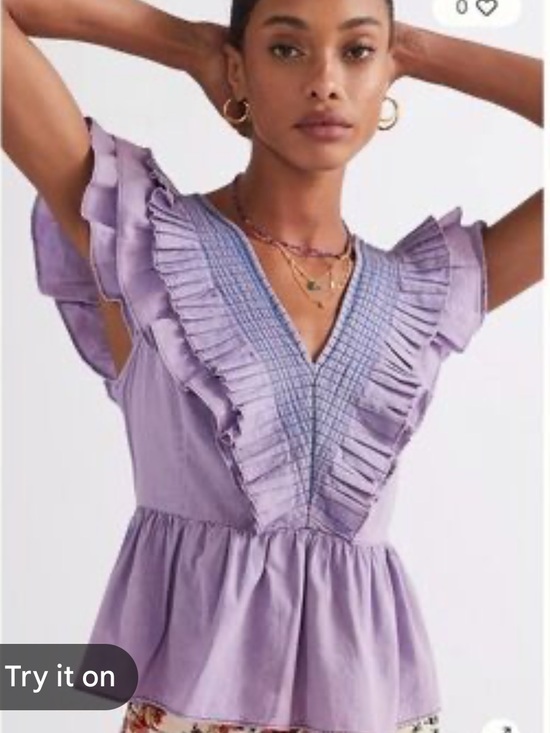 Anthropologie Tops - Anthropologie Lavender Ruffle Peplum Top